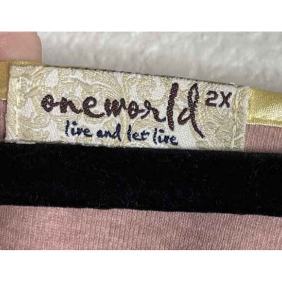 Vintage Womens Y2K One World 2X Top Blouse Satin Trim Birds Boho Floral Romantic - Picture 5 of 8